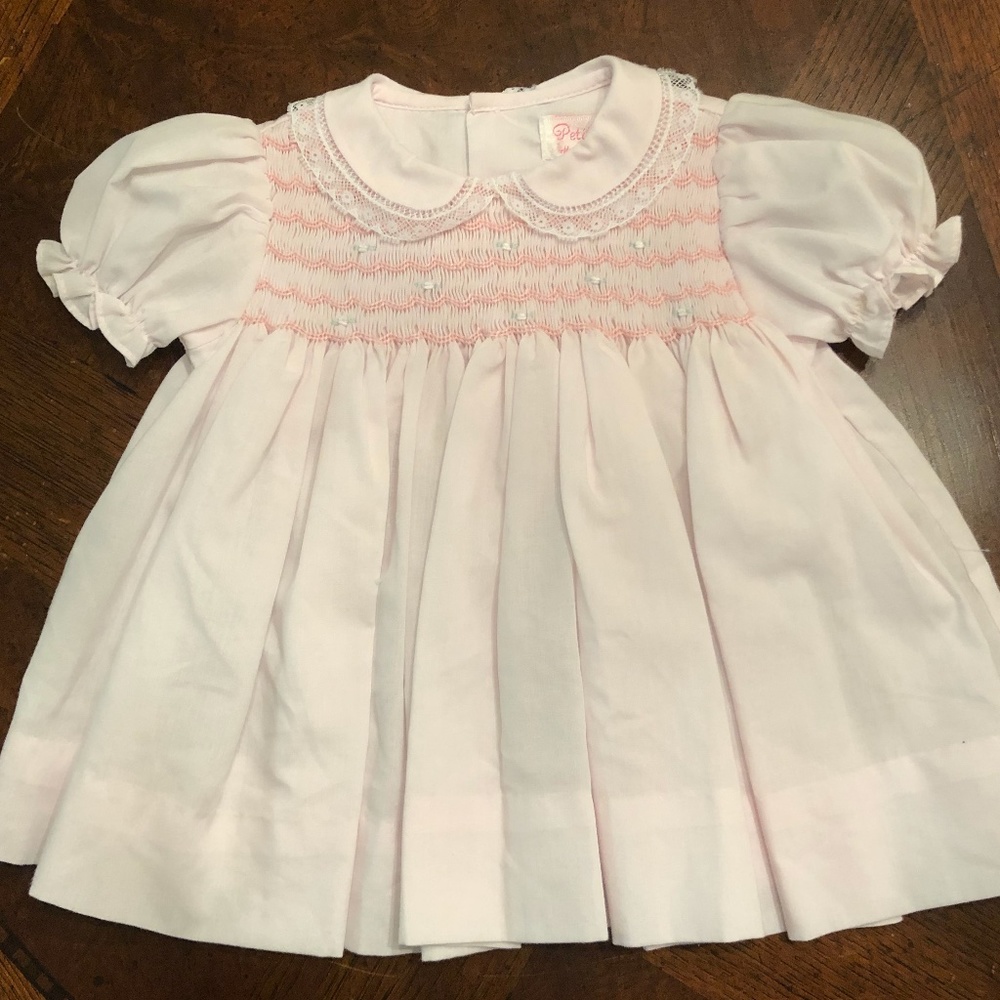 NWOT Pink Smocked Petit Ami Hand Embroidered Dress